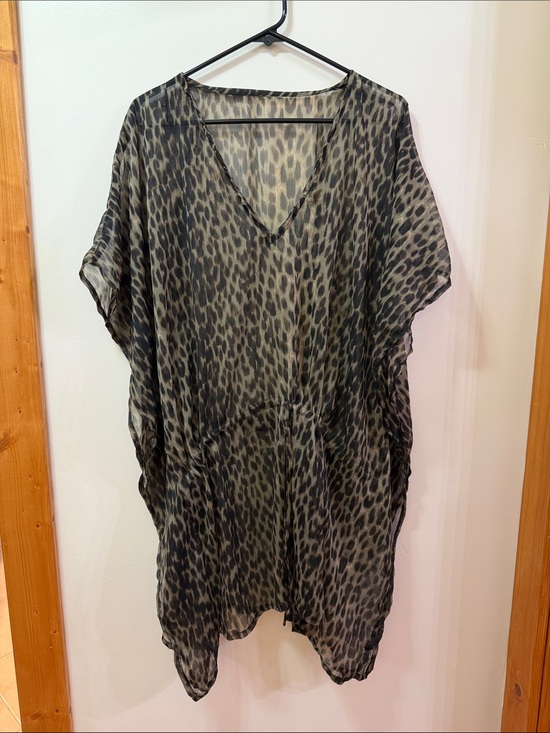 Other - Women’s Sheer Leopard Swim Cover-Up in Olive/Black. All in One Size. NWOT